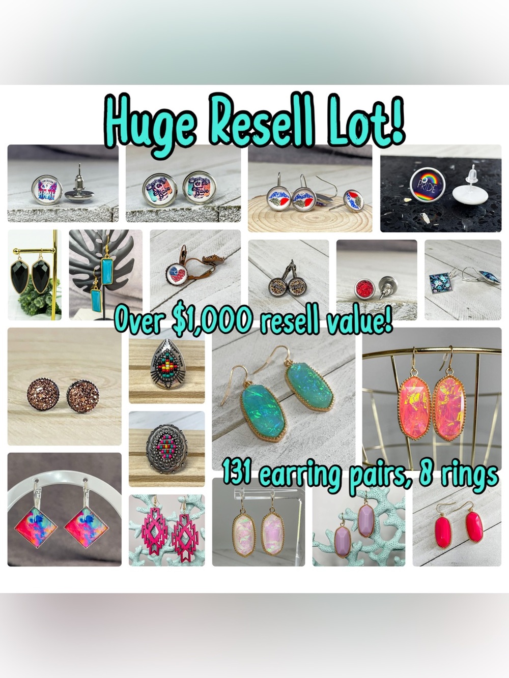 Resellers Lot-Women's Fashion Jewelry-Earrings & Rings-over $1000 resale value